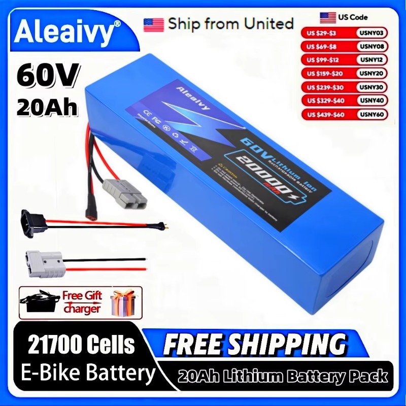 60V 30Ah 21700 Battery Pack - Aleaivy 60V 20Ah 30Ah 21700リチウムバッテリーパック 電動自転車用リチウムバッテリーパック