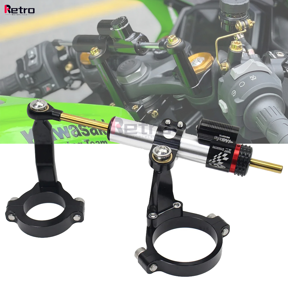 Steering Damper Stabilizer Kit Cnc - ステアリングダンパースタビライザーオートバイカワサキニンジャ ZX-4R ZX-4RR ZX4R ZX4RR 方向性ダンパーマウントブラケットサポートキット